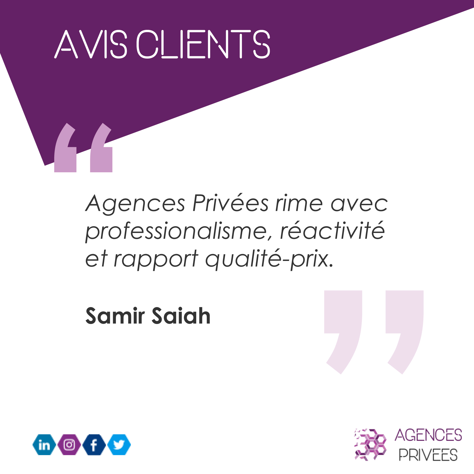 Avis client Samir Sahia !